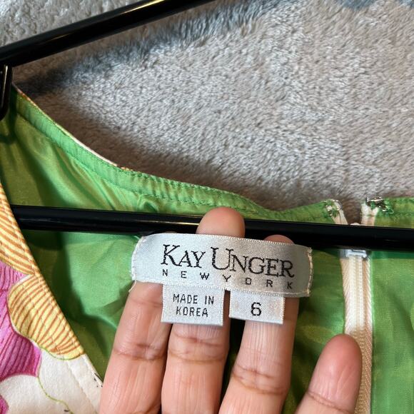 Kay Unger Y2K Floral Fit Flare Dress 6 Cotton Coquette Whimsical Retro vintage - Picture 7 of 9
